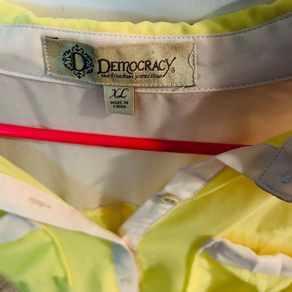 Democracy Bright Yellow and White Top